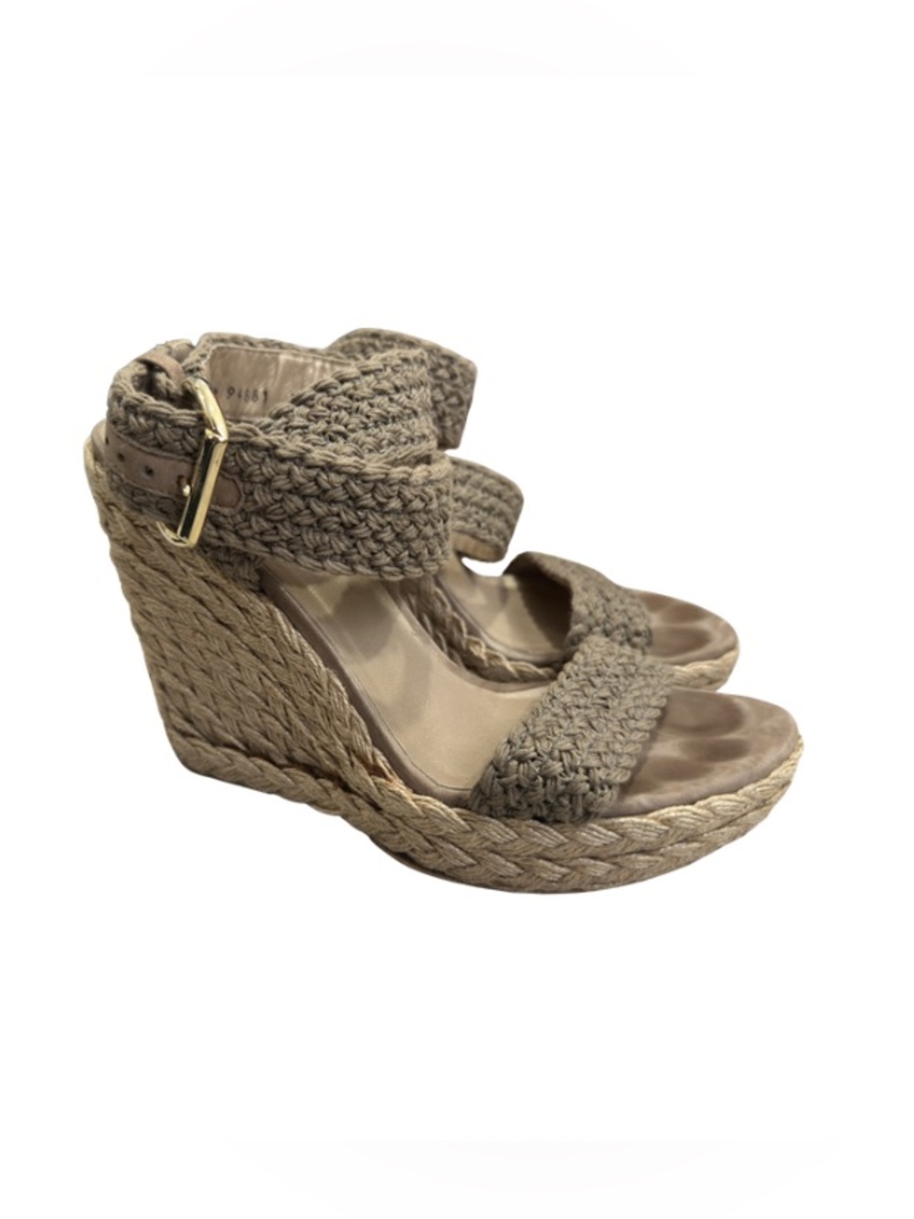 Stuart Weitzman Alex Braided Espadrille Wedge Sandals in Taupe